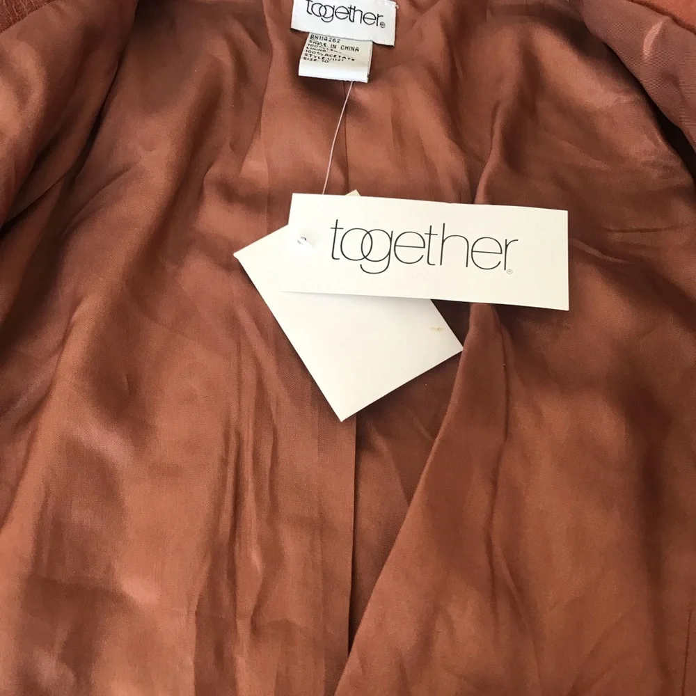 Together 100% Leather Jacket Brown Size 10 - Picture 10 of 16